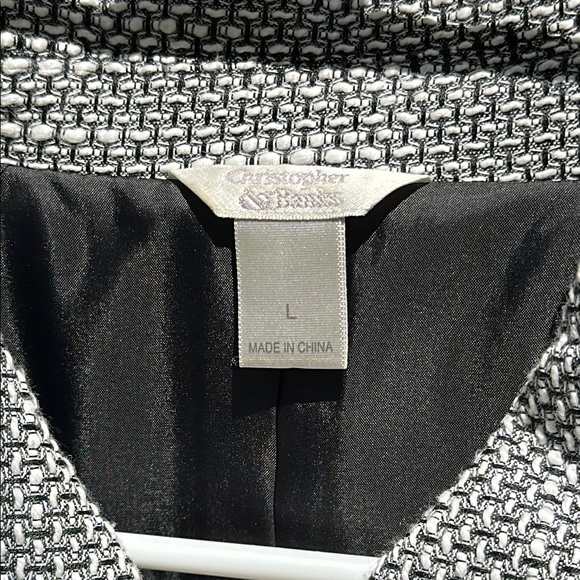 Christopher & Banks Missy Tweed Coat Jacket Grey& Black Women's Large Classy EUC - Picture 3 of 15